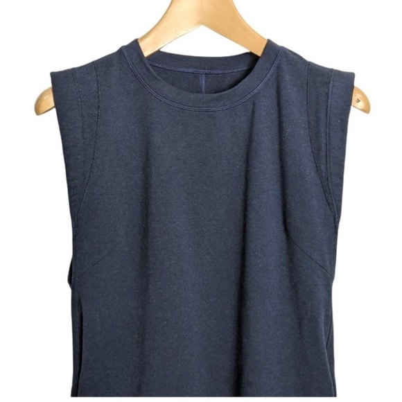 lululemon Medium Navy Blue Stretch Cotton Sleeveless Tunic Mini Dress - Picture 3 of 4